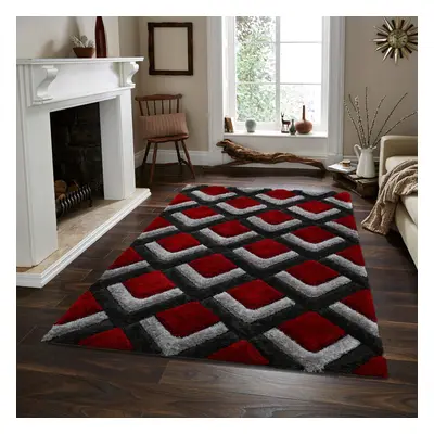 (Grey Red , cm x 150cm) 3D Shaggy Rugs for Living Room Red Blue Mat