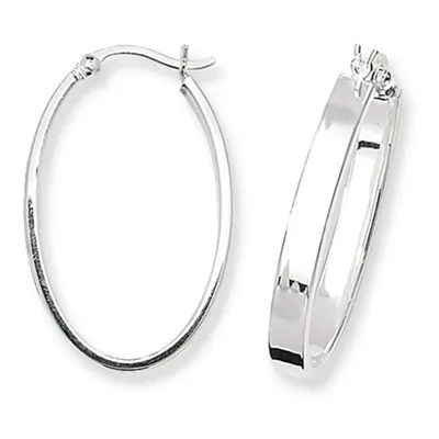 Sterling Silver Flat Oval Hoop Earrings