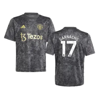 (MB) Man Utd Pre-Match Shirt (Black) - Kids (Garnacho 17)