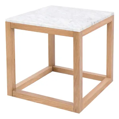 HARLOW END TABLE OAK / WHITE MARBLE TOP