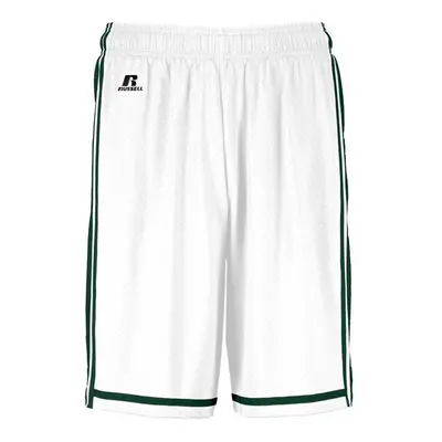 Russell 4B2VTM.WDG.M Adult Legacy Basketball Shorts, White & Dark Green - Medium