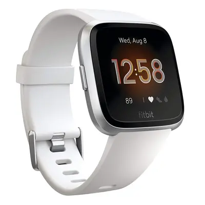 Fitbit Versa Lite 40mm silver dial, white silicone strap, smartwatch