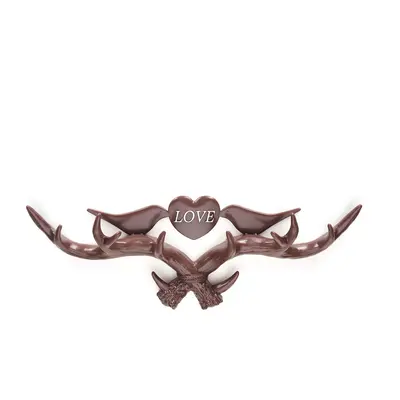 (Brown) Love Vintage Deer Antler Wall Hanger Decoration Coat Hook And Hat Rack Color Holder