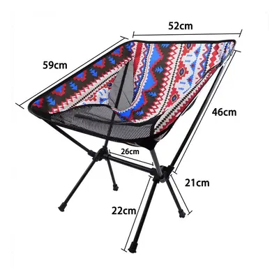 (Red Blue) Folding Camping Chair Fishing BBQ Hiking Chair Picnic Lightweight Extended Chair Outd