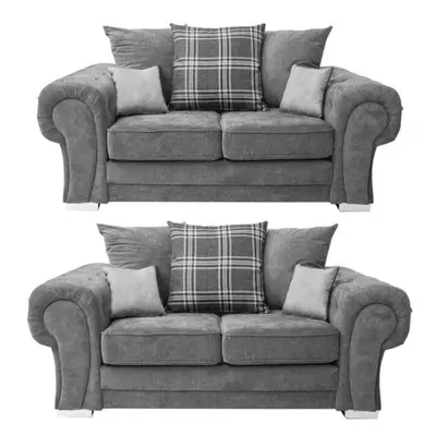 Verona Scatter Grey Fabric 2+2 Seater Sofa Set