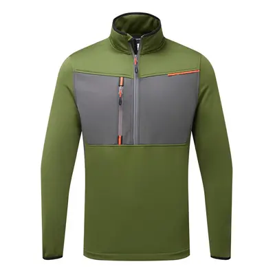 (L, Olive Green) Portwest Mens WX3 Half Zip Fleece Top