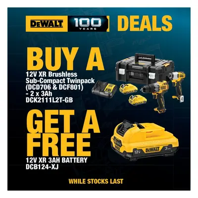 Dewalt 12v Brushless Compact Twin Pack Combi Drill Impact + X3 12V 3Ah battery