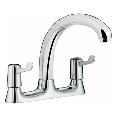 Bristan Value Kitchen Sink Mixer Tap Double Lever Deck Mounted Dual Flow Chrome