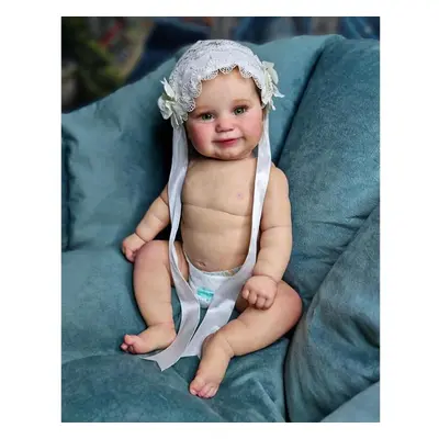 (as the picture) 50cm Full Body Silicone Waterproof Reborn Maddie Doll Hand-detailed Painting Wi