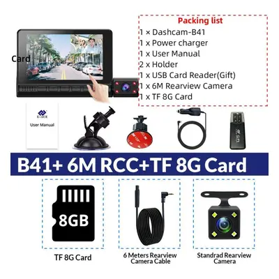 (gray, With 8G Card) E-ace Car Dvrs Fhd 1080p Dash Cam 4.0 Inch Ips Screen Cameras Lens Night Vi