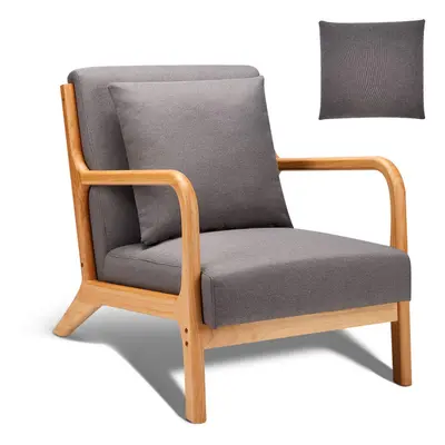 (Linen, Grey) YODOLLA Mid-Century Modern Accent Chair Arm Chair