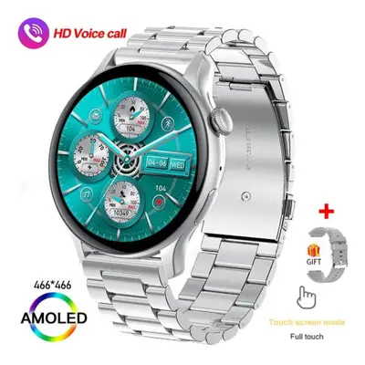 (silver, Steel A) Sacosding New Women 466*466 Amoled 1.43" Screen Nfc Heart Rate Blood Pressure 