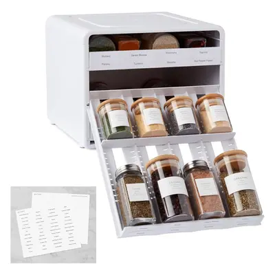 (Adjustable, White) Spice Rack Organizer Bottle Seasoning and Spice Storage Kitchen Cabinet and 