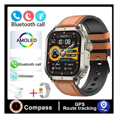 (alloy orange, Silicone + belt) New Sport Rugged Military Smart Watch Men Ftiness Watches Ip68 W