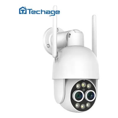 (white, AU Plug With 64G) Techage Hd 8mp 8x Zoom Ptz Wireless Ip Camera Dual Lens 2.8mm 12mm Hum