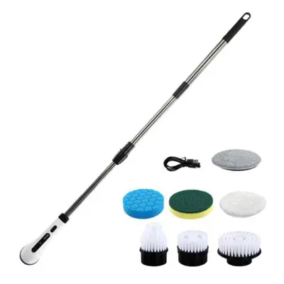 (A) Electric Spin Brush Shower Scrubber With Long Handle Ipx7 Waterproof Detachable Rechargeable