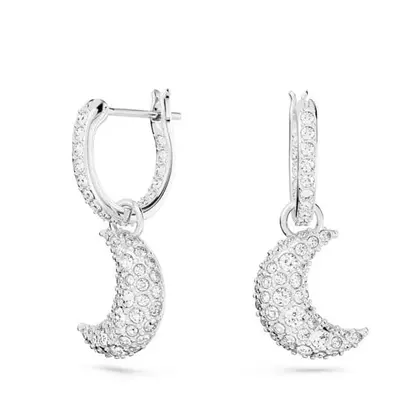 Swarovski Luna White Rhodium Plated Moon Drop Earrings