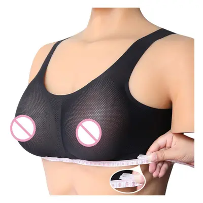 (black, 600g Black Bra With Boobs) Realistic Fake Silicone Breasts, Transgender Breasts, Cosplay