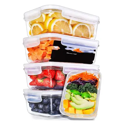 (Rectangle) Glass meal prep containers with lids