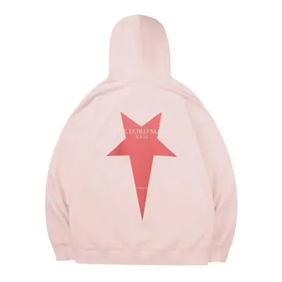 (pink, M) Grunge Vintage Fleece Sweatshirt Streetwear Hoodie Women Korean Fashion Hip Hop Star P