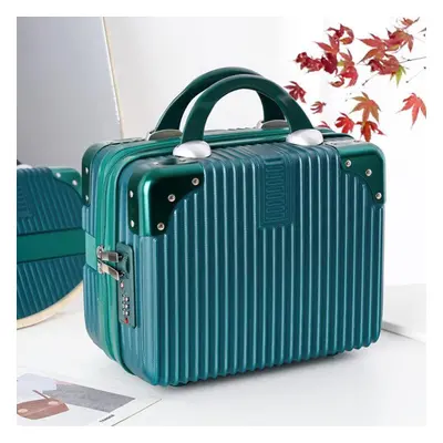 (dark green, Metal Password Lock) Inch Cosmetic Case Make Up Storage Box Password Lock Makeup Ba