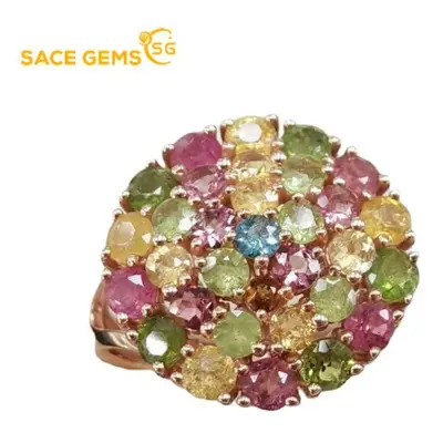 (multicolor) Sace Gems Sterling Silver Tourmaline Gemstone Rings For Women Engagement Cocktail P