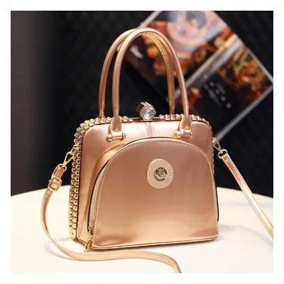 (rose gold) Bright Leather Handbag, Luxurious And Fashionable, Large Capacity Shoulder Bag Fashi