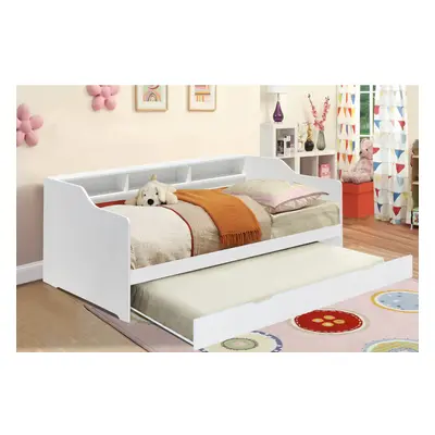 (White, With x Kerri Mattresses) 3ft Wooden Bed with Trundle, Grey, White or Caramel With Shelvi