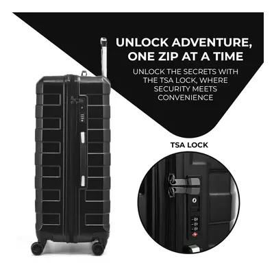 (Black, Large Inch) Hard Shell Lightweight Suitcase Luggage TSA Lock