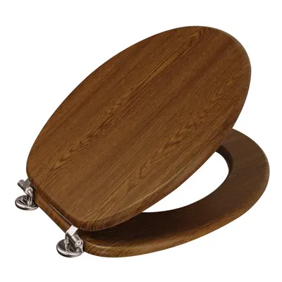 (Walnut) Wooden Toilet Seat Adjustable Stainless Steel Hinges