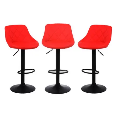 (RED) Set of Bar Stools, Faux Leather , swivel, height adjustable