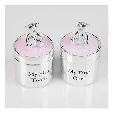 Bambino Silver Plated First Tooth & Curl Box Set - Pink