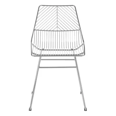 Sturdy Small Chrome Metal Wire Chair, Metal Chair for Kitchen, Outdoor Tapered Metal Chair for P