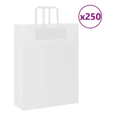 (white, x x cm/ pcs) vidaXL Paper Bags pcs with Handles White 21x11x28 cm Paper Grocery Bag