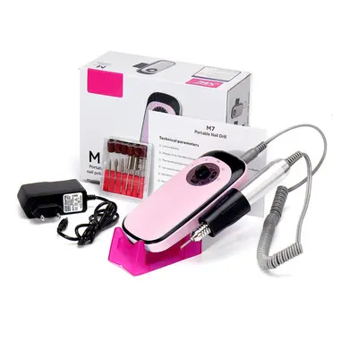 (Pink, EU Plug) 35000RPM Rechargeable Electric Nail Drill Machine Pen Portable Manicure Pedicure