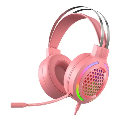 (Pink) Gaming Headset 7.1 Virtual Surround Sound 50mm Unit RGB dynamic breathing Light Headphone