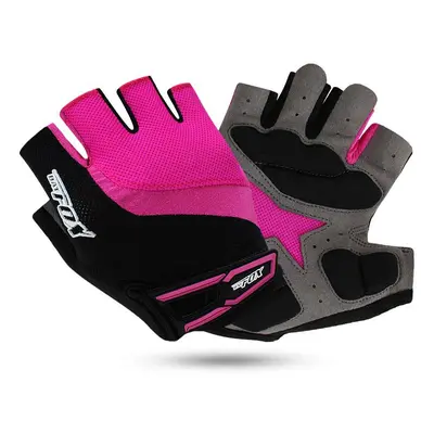 (Rose, L) Cycling Gloves Half Finger Breathable MTB Bike Gloves GEL Shockproof