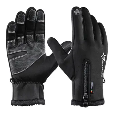 (Black, 2XL) Cycling Bicycle Thermal Gloves Warmproof Winter Warm Glove Antislip Waterproof Spor