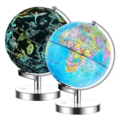 Exerz Illuminated World Globe 23cm diameter metal base - in Light up Cable Free LED lamp