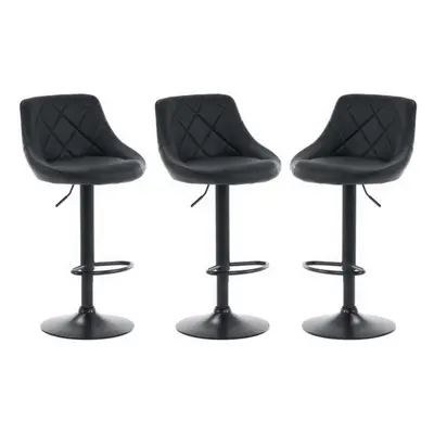 (BLACK) Set of Bar Stools, Faux Leather , swivel, height adjustable