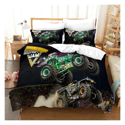 (Style 02, Double (200X200CM/3PCS)) Monster Trucks Bedding Single Double Duvet Cover