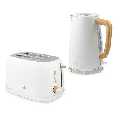 Swan Fjord White Kettle & Slice Toaster Matching Set