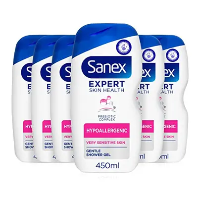 Sanex Body Wash, Expert Skin Health, Hypoallergenic Shower Gel, Dermatologist Tested Gentle for 