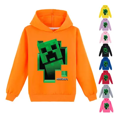 (Red, 8-9Years) Minecraft Hoodie For Unisex Kids, Creeper Printed Hooded Sweatshirts, Long Sleev