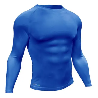 XL - BLUE Adult Long Sleeve Baselayer Compression Shirt Unisex Training Gym Top