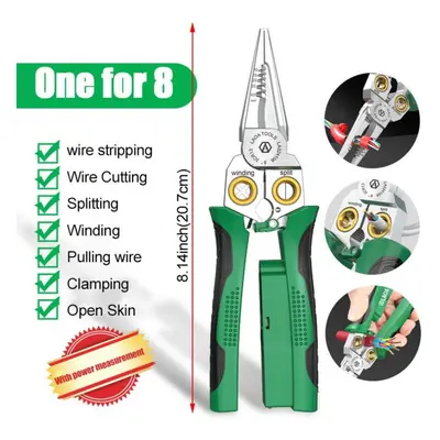 (as the picture) 1pc 8-in-1 Stainless Steel Multifunctional Wire Stripping Pliers For Wire Windi