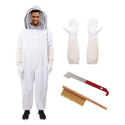 (L) Bee Suit With Glove And Bee Hive Tool,beekeeper Suit,beekeeping Smock Protective Suit With V