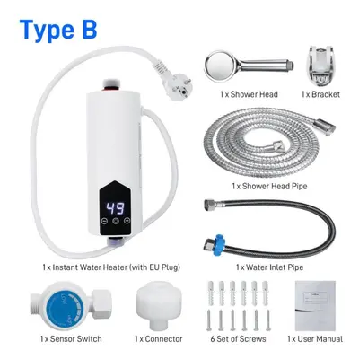 (with Accessories) 5500w Mini Instant Electric Water Heating Shower Set Lcd Digital Display Kitc