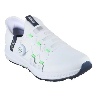 (UK 9.5, White/Navy) Skechers Mens Go Elite Slip In Waterproof Spikeless Arch Fit Golf Shoes