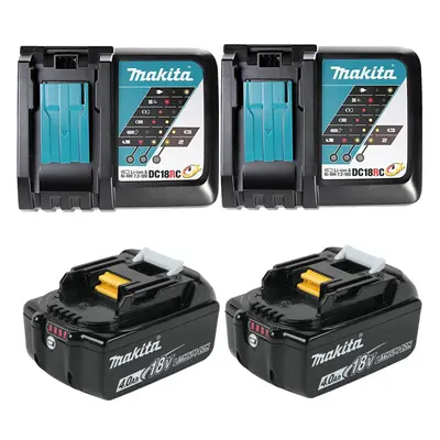 Makita BL1840 18v 2x LXT 4.0ah Lithium Batteries + DC18RC Dual Pack Fast Charger